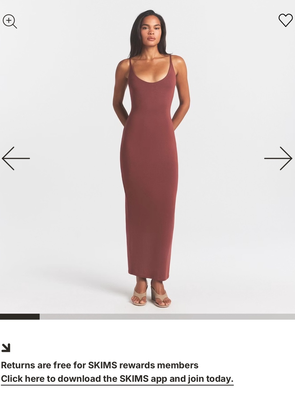 SKIMS Scoop Neck Maxi Dress in Dusty Rose Brown